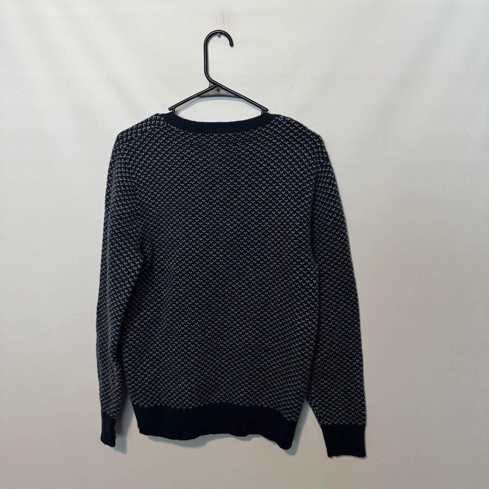 J Crew Rugged Merino Sweater Mens Small Navy Blue Birdseye Wool Blend Pullover - Picture 6 of 8